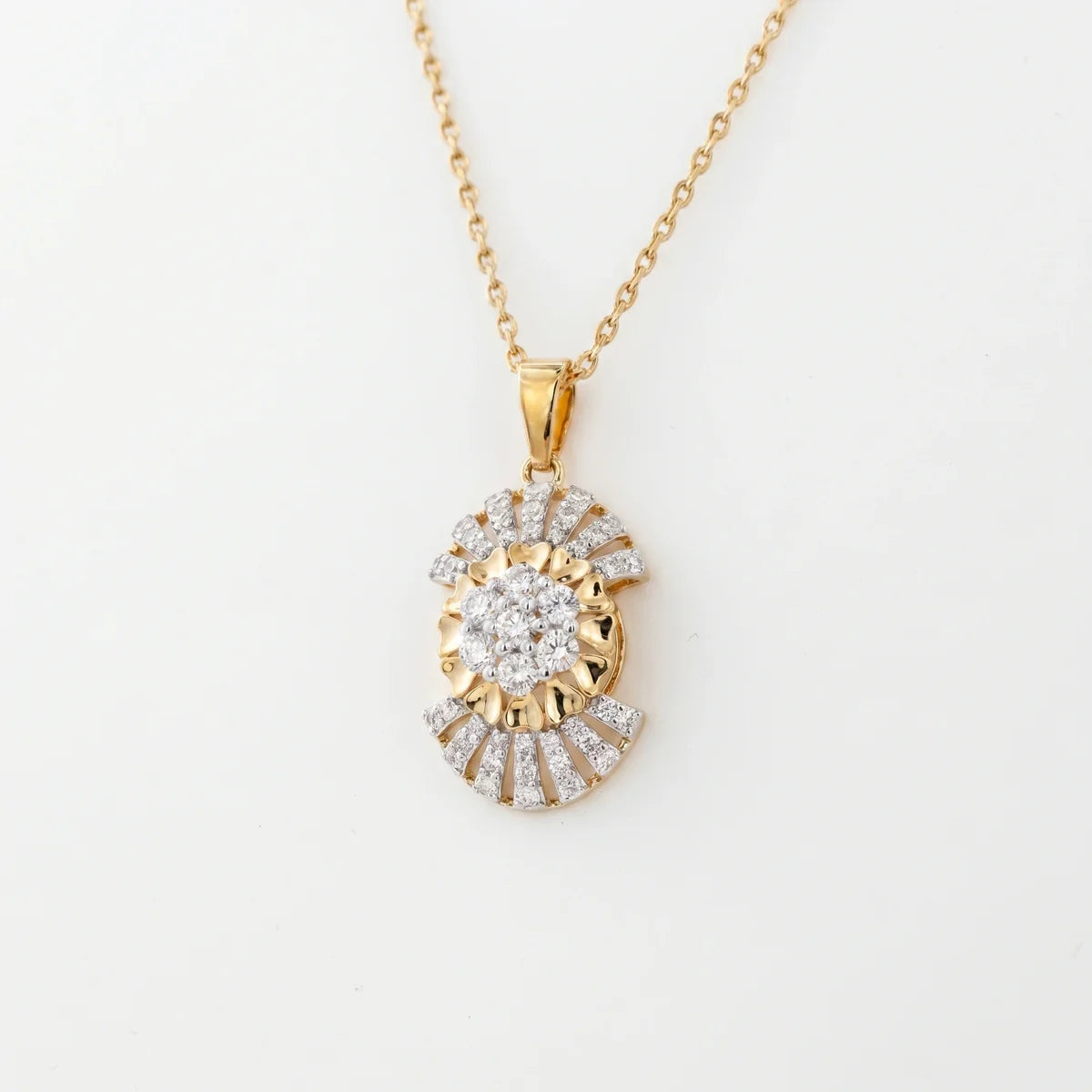 925 Sterling Silver Floral Halo Diamond Pendant Necklace | Elegant Round Cluster Flower Pendant