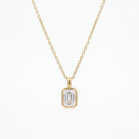 Minimalist Emerald Cut Solitaire Pendant Necklace in 925 Sterling Silver