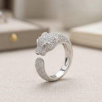 Iced Out Panther Head Open Cuff Ring