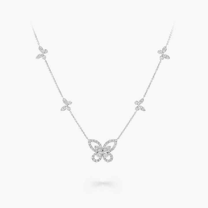 Multi Butterfly Silhouette Diamond Necklace