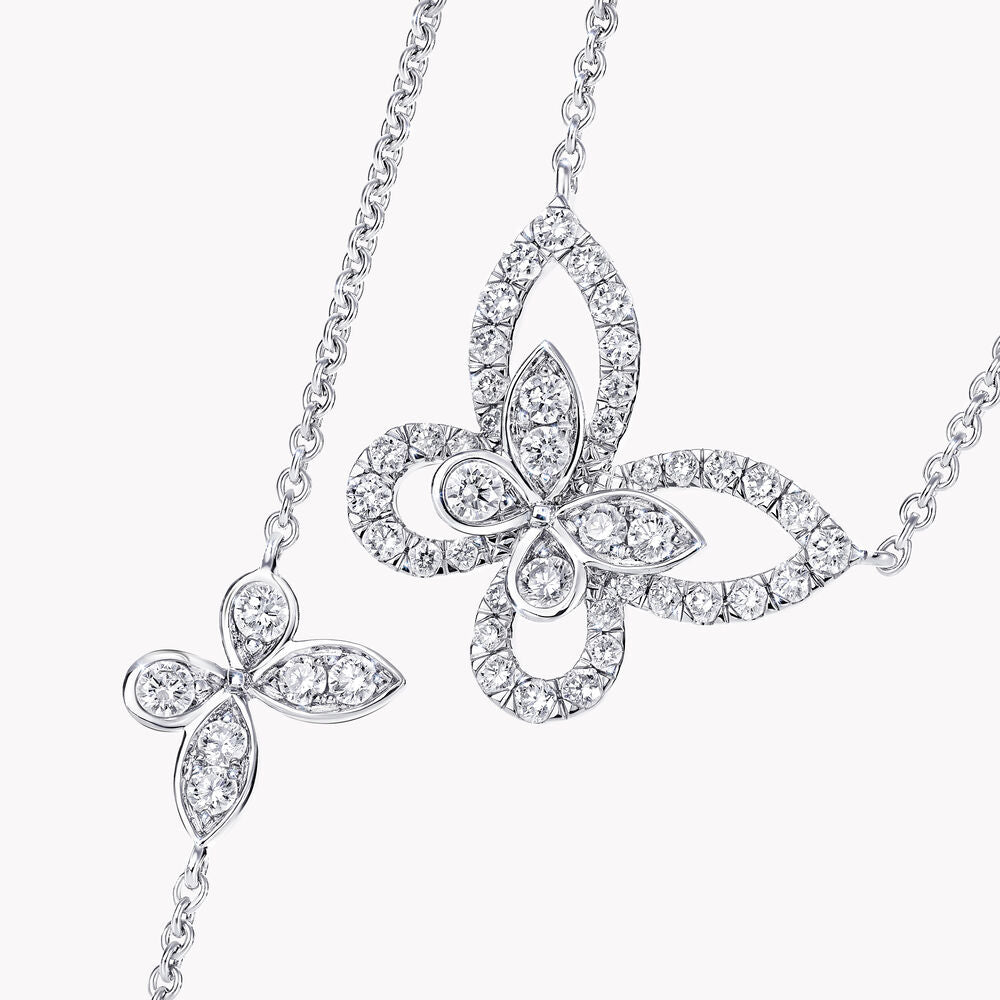 Multi Butterfly Silhouette Diamond Necklace