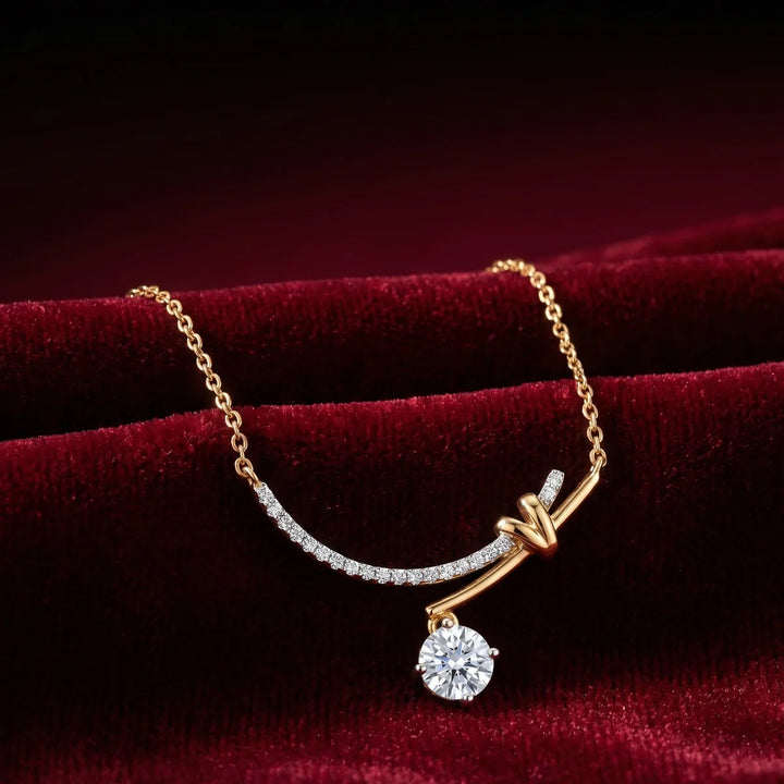 Round Solitaire Diamond Drop Pendant Necklace 925 Sterling Silver