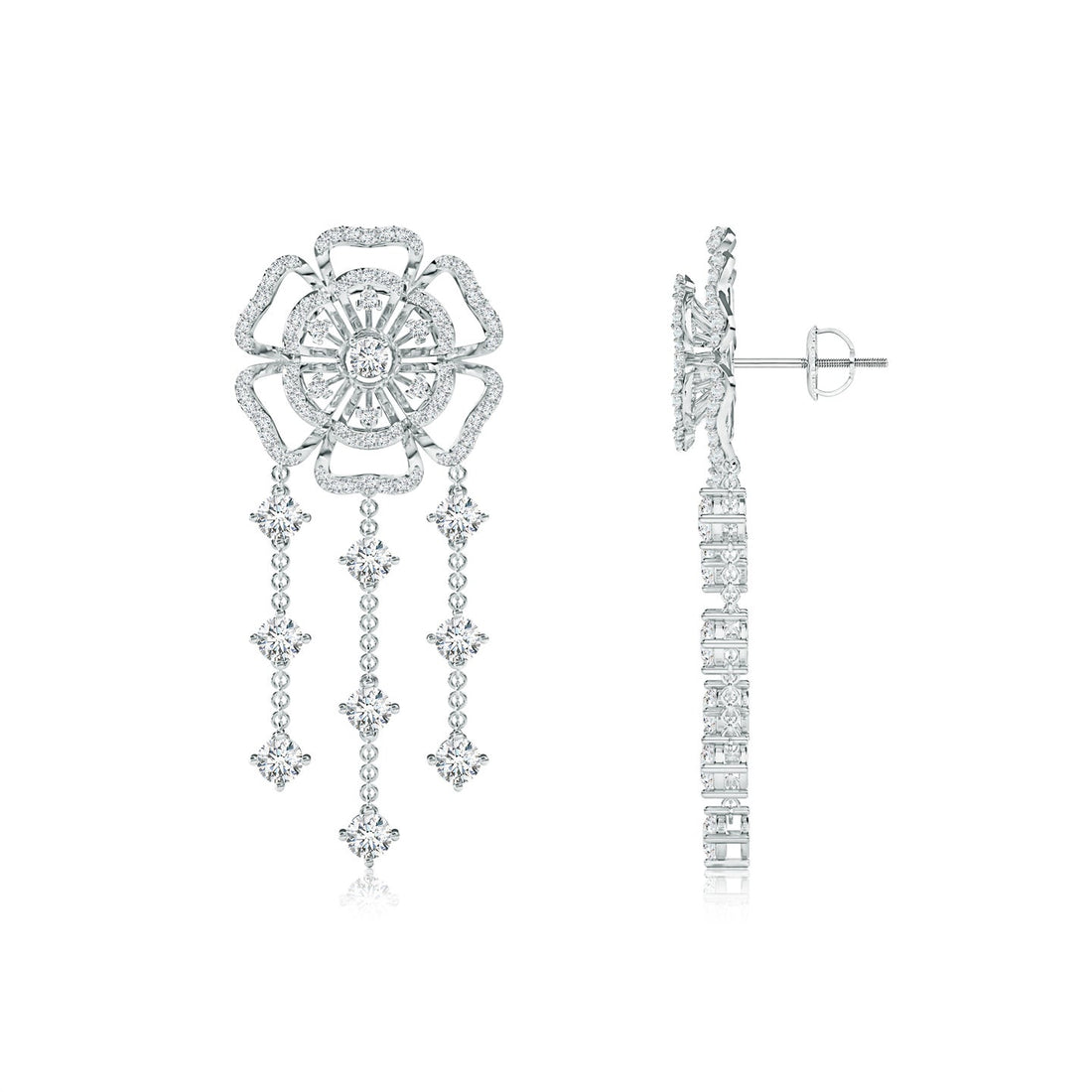 Six Petal Lab Grown Diamond Floral Earrings