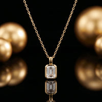 Minimalist Emerald Cut Solitaire Pendant Necklace in 925 Sterling Silver