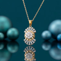 925 Sterling Silver Floral Halo Diamond Pendant Necklace | Elegant Round Cluster Flower Pendant