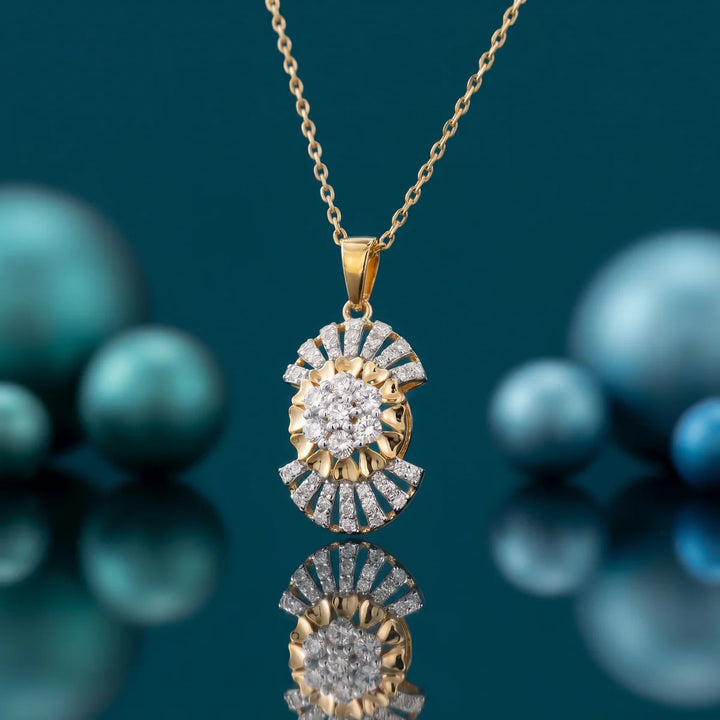 925 Sterling Silver Floral Halo Diamond Pendant Necklace | Elegant Round Cluster Flower Pendant