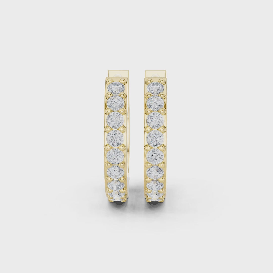 Whispering Light Round Diamond Hoop Earrings