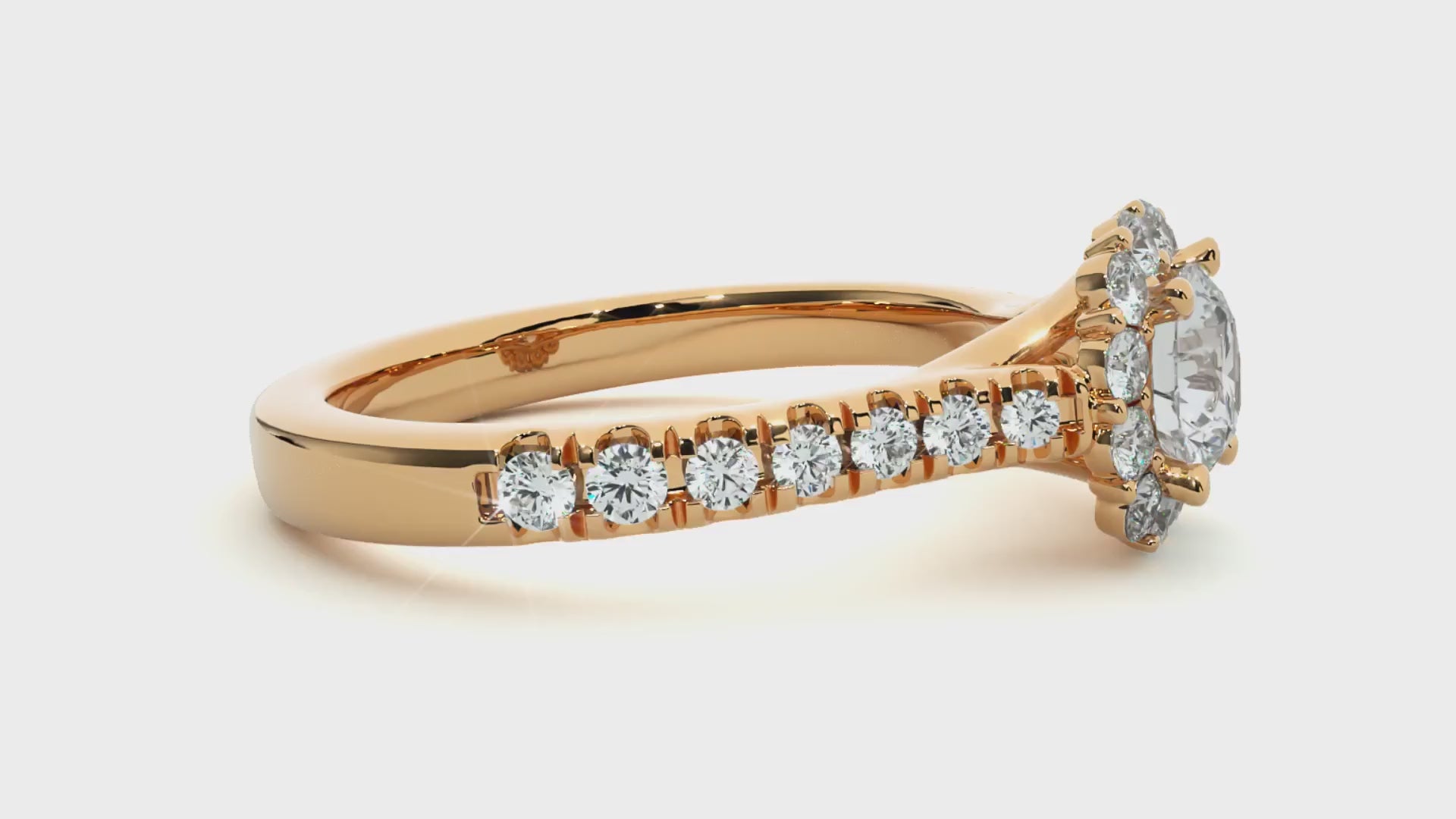 Round Halo Diamond Engagement Ring | Solid Yellow Gold | Pavé Diamond Band | Classic Halo Setting |