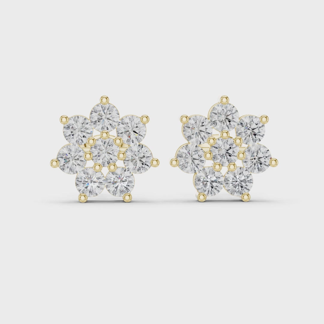Luminous Blossom Round Diamond Earrings