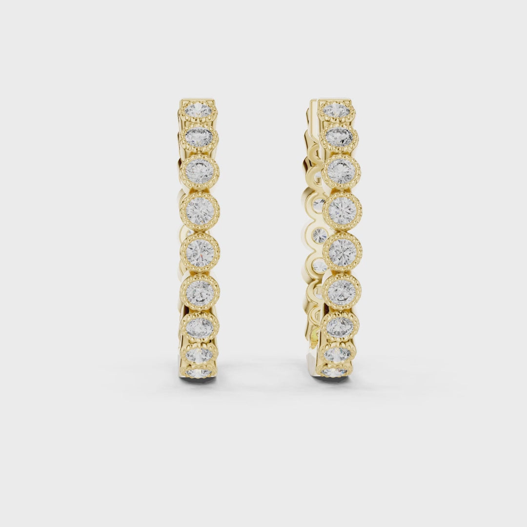 Iris Milgrain Round Diamond Hoop Earrings
