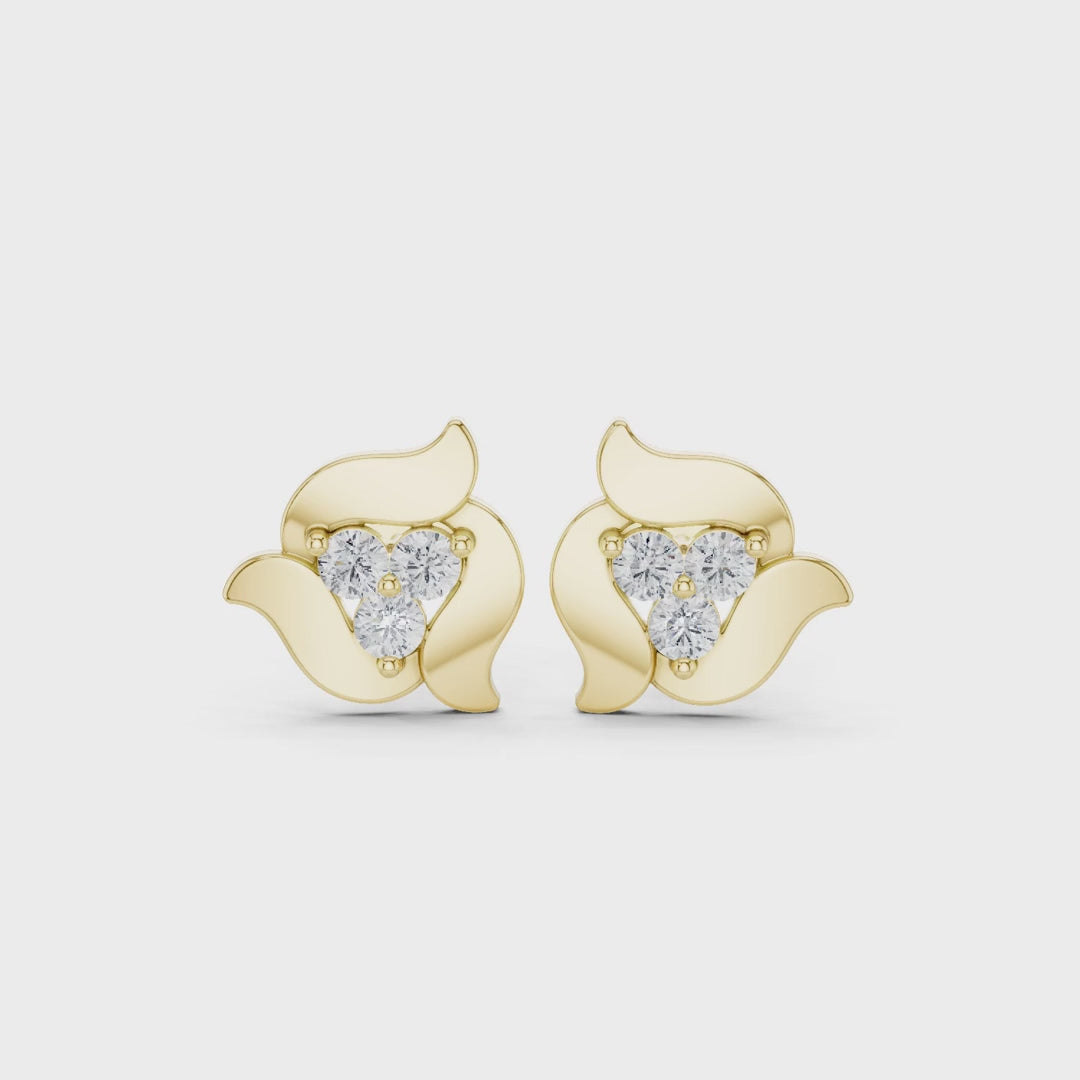 Sculpted Petal Round Diamond Earrings
