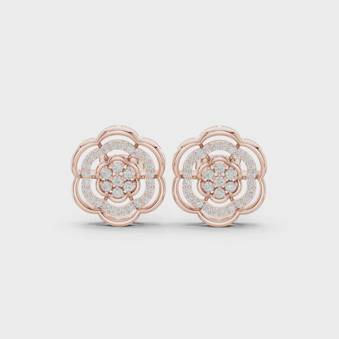 The Ethereal Flora Round Diamond Earrings