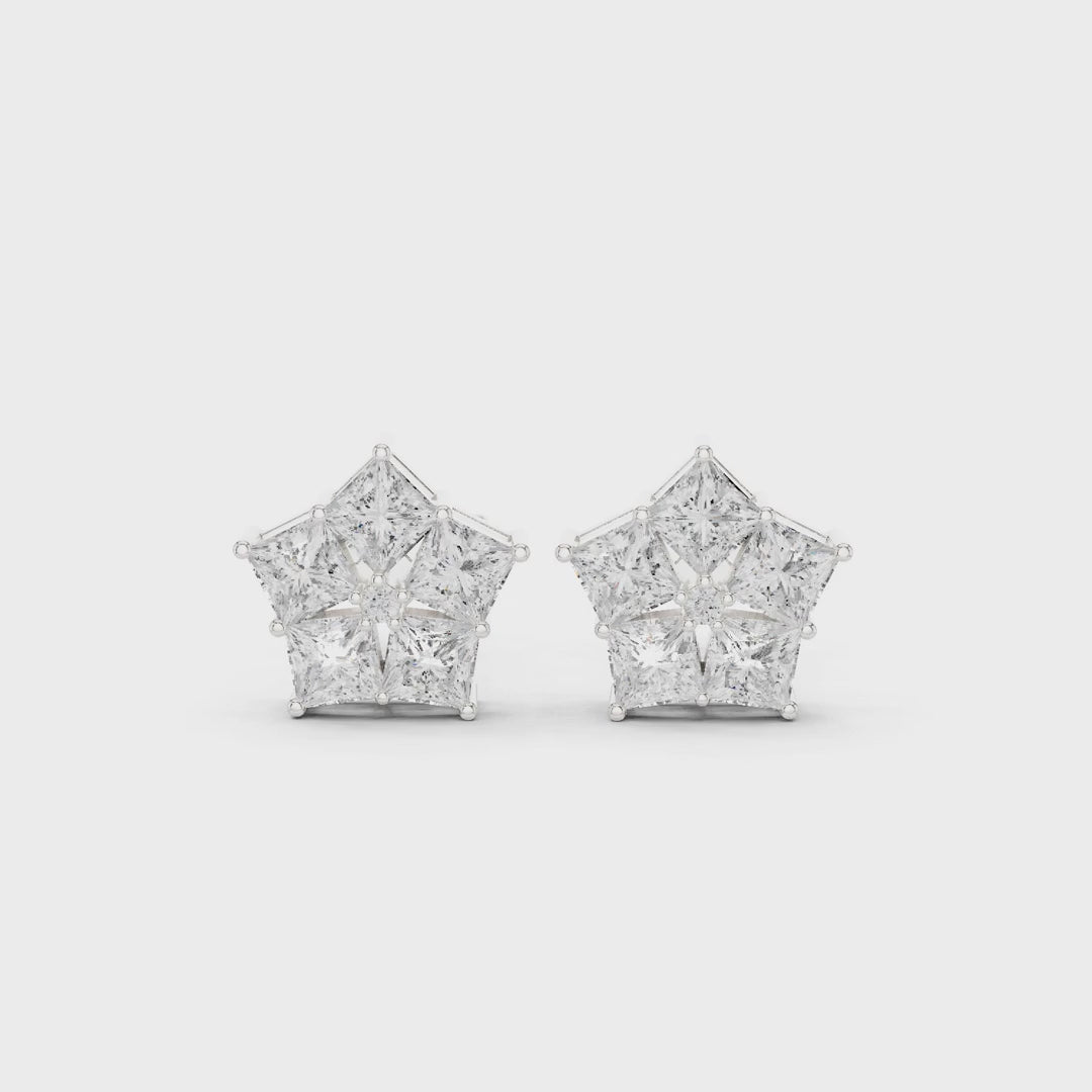 Structured Elegance Princess Diamond Earrings