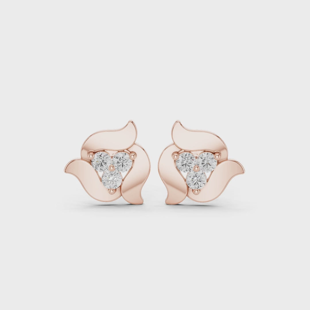 Sculpted Petal Round Diamond Earrings