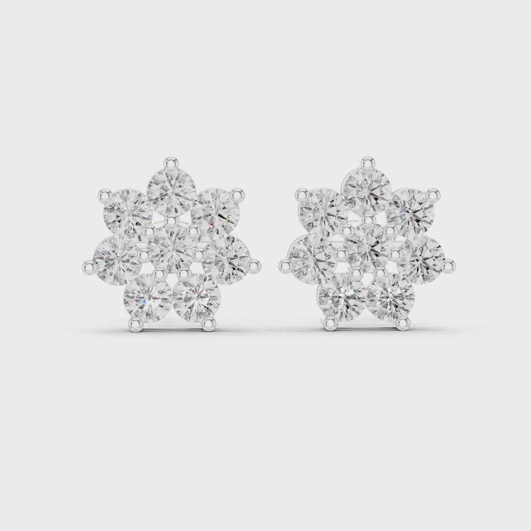 Luminous Blossom Round Diamond Earrings