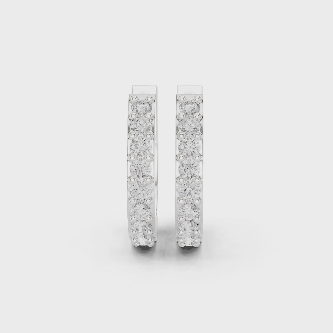 Whispering Light Round Diamond Hoop Earrings