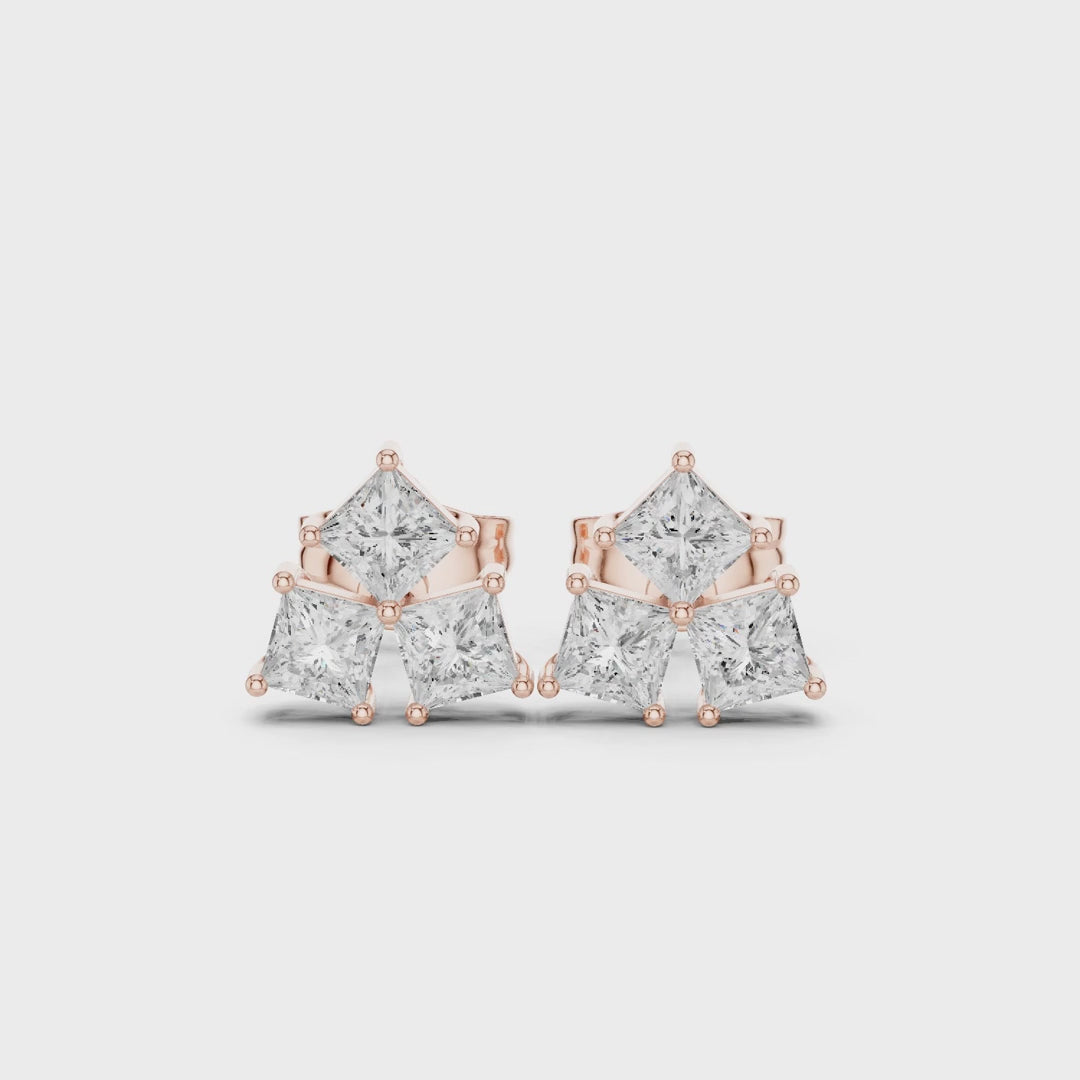 Juno Cluster Princess Diamond Earrings