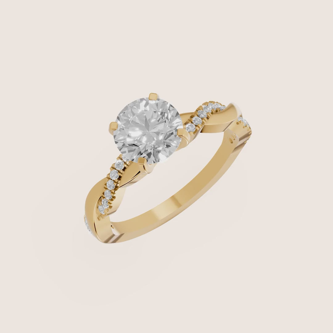 Twisted Side Stone Round Diamond Engagement Wedding Ring