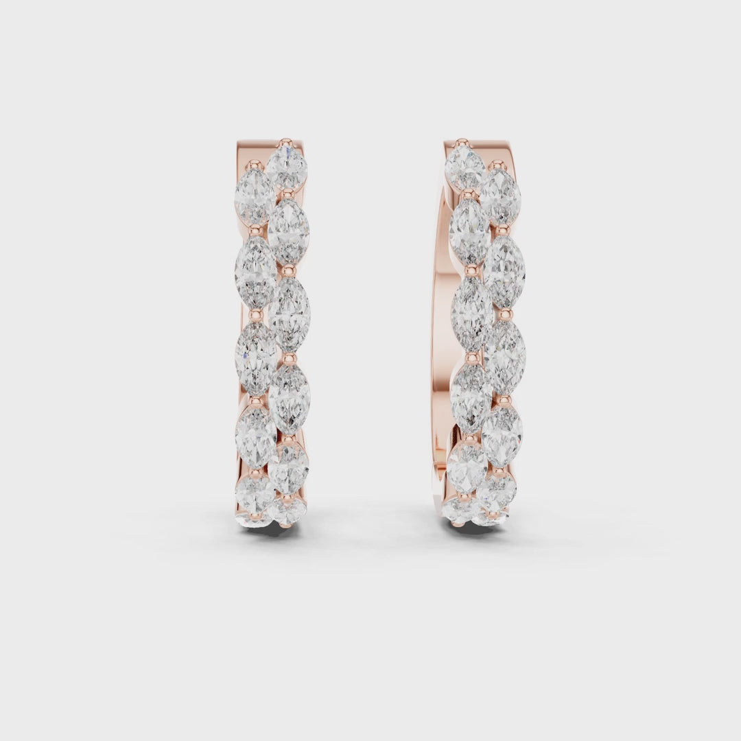 Enchanted Flora Marquise Diamond Hoop Earrings