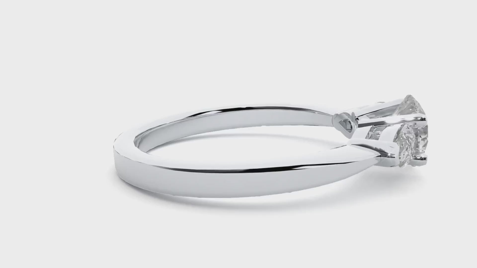 Round & Pear Cut Three Stone Diamond Engagement Ring in Yellow Gold