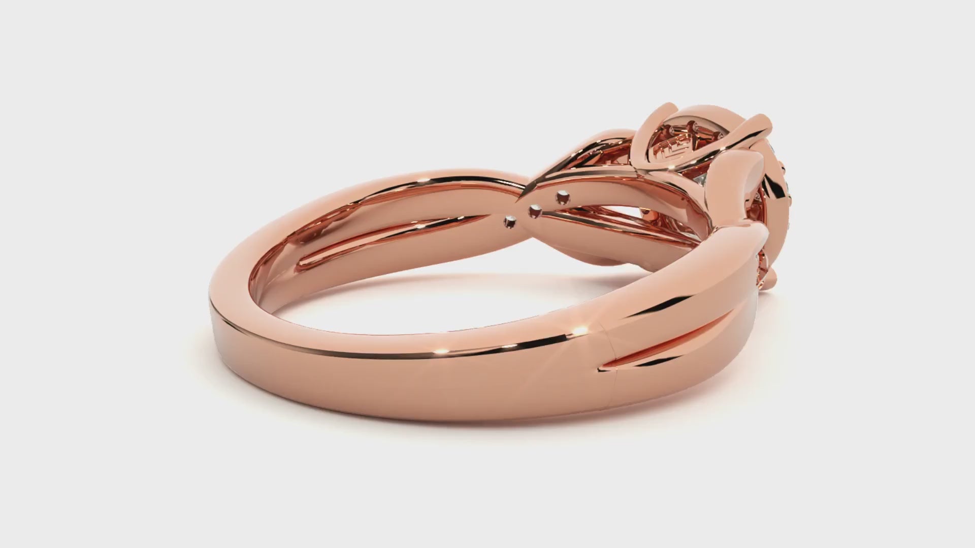 Round Halo Diamond Twist Engagement Ring | Solid Yellow Gold | Pavé Infinity Band | Classic Halo Setting