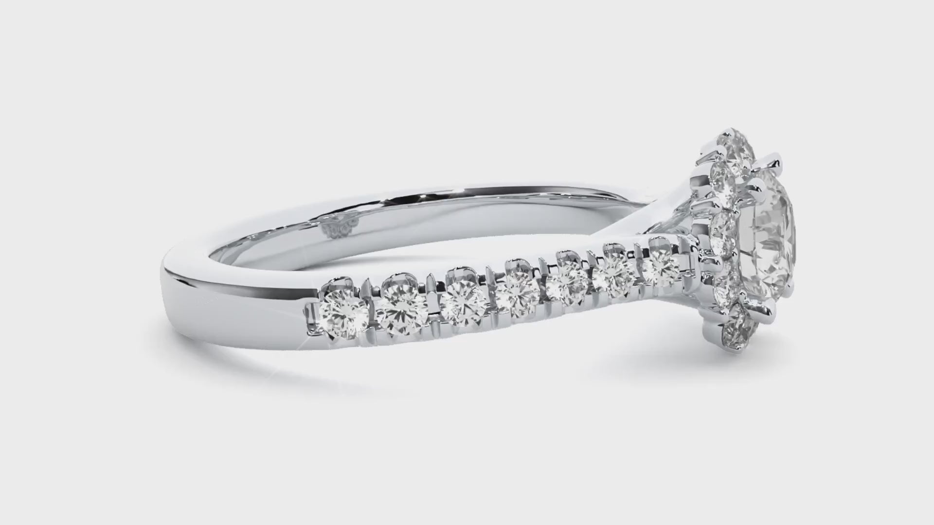Round Halo Diamond Engagement Ring | Solid Yellow Gold | Pavé Diamond Band | Classic Halo Setting |
