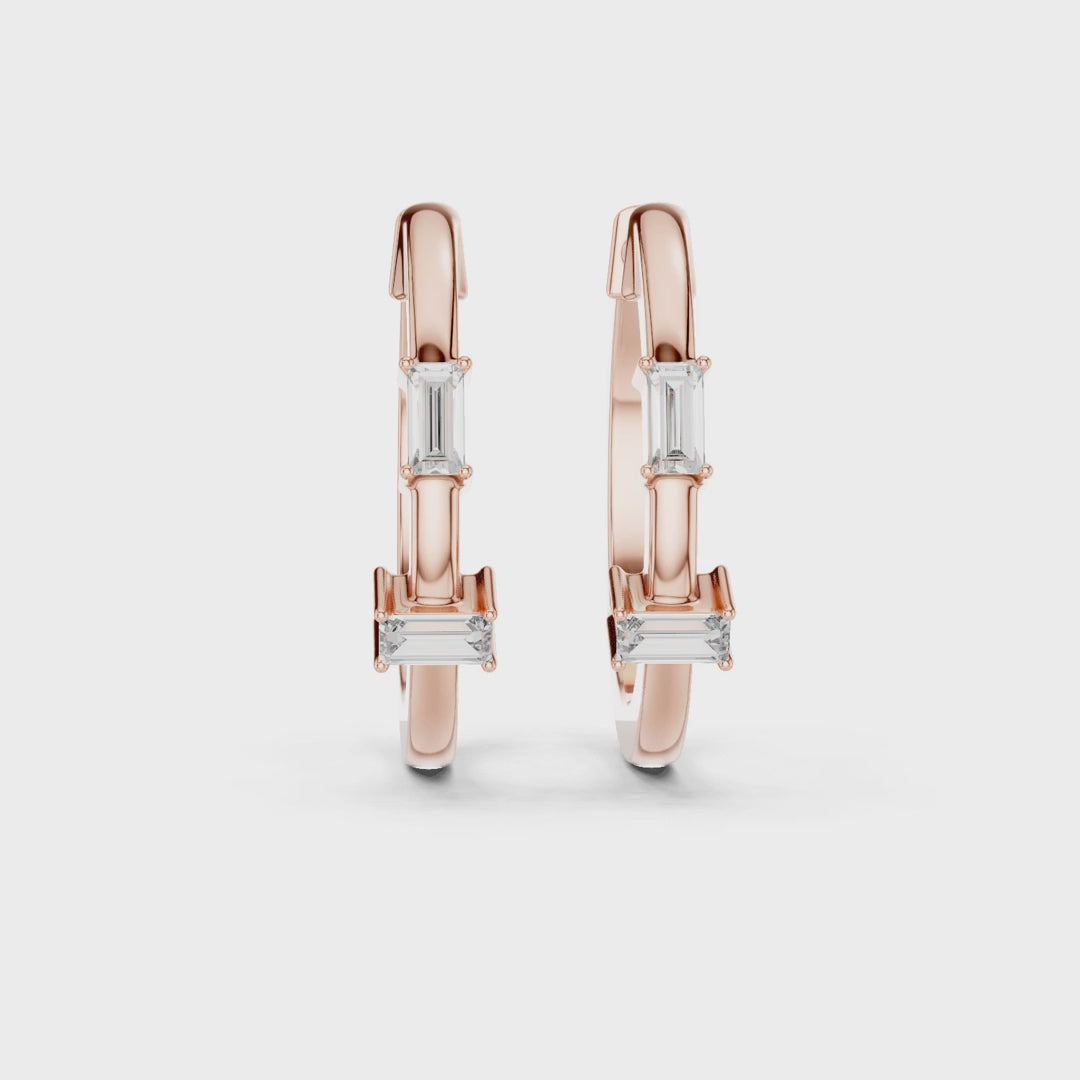 Iris Emerald Diamond Huggie Hoop Earrings