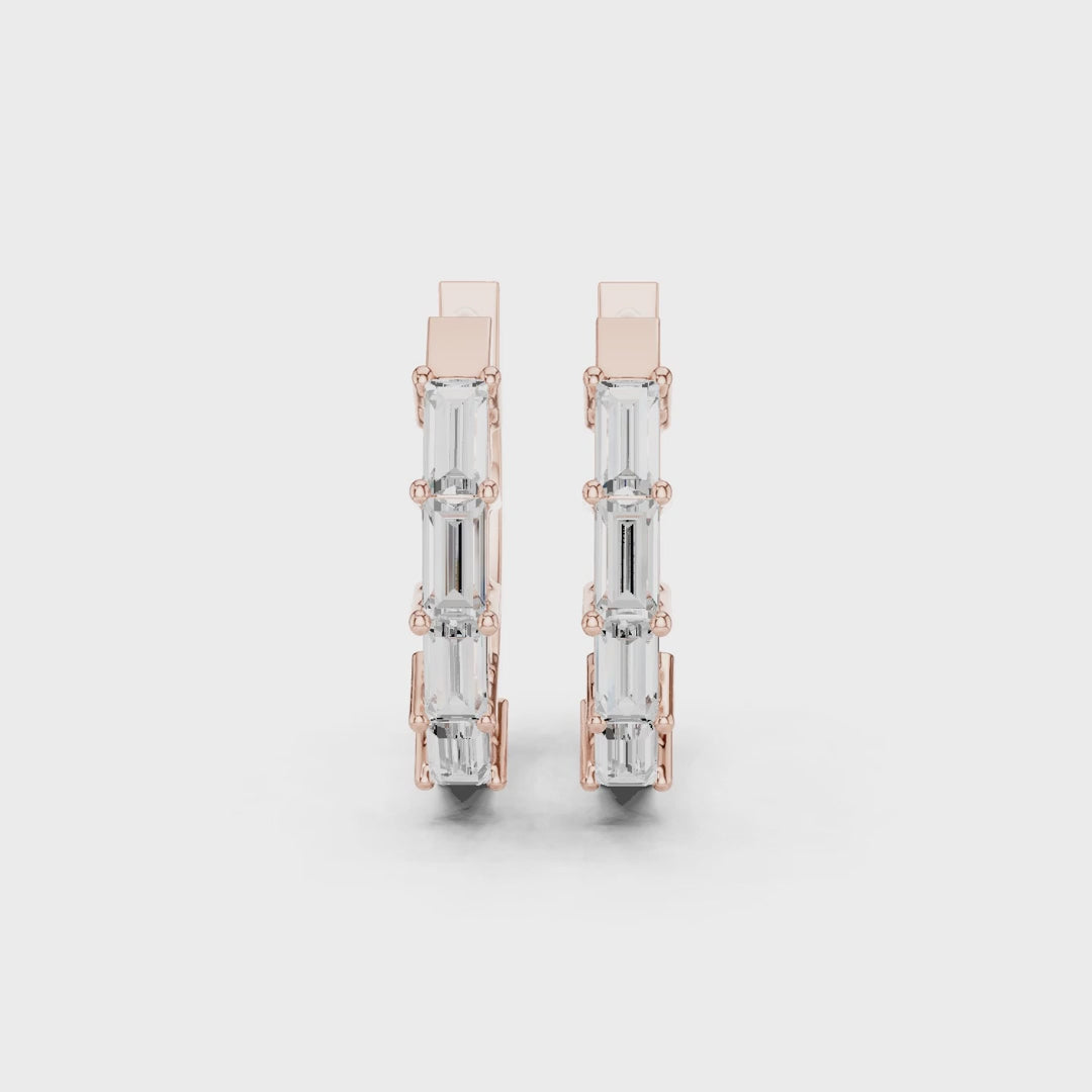 Deco Orbit Emerald Diamond Hoop Earrings