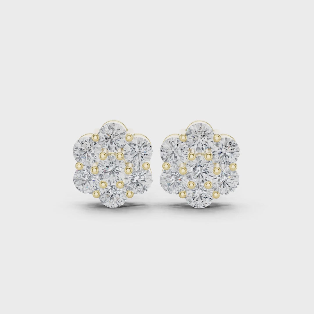 Luminous Round Diamond Daisy Earrings