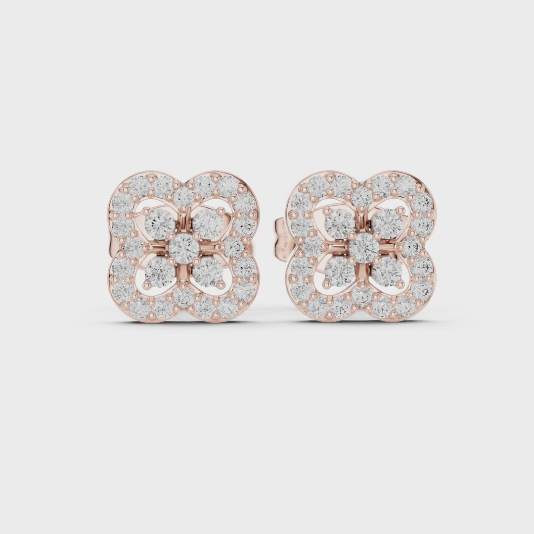 Fleur Tapestry Round Diamond Earrings