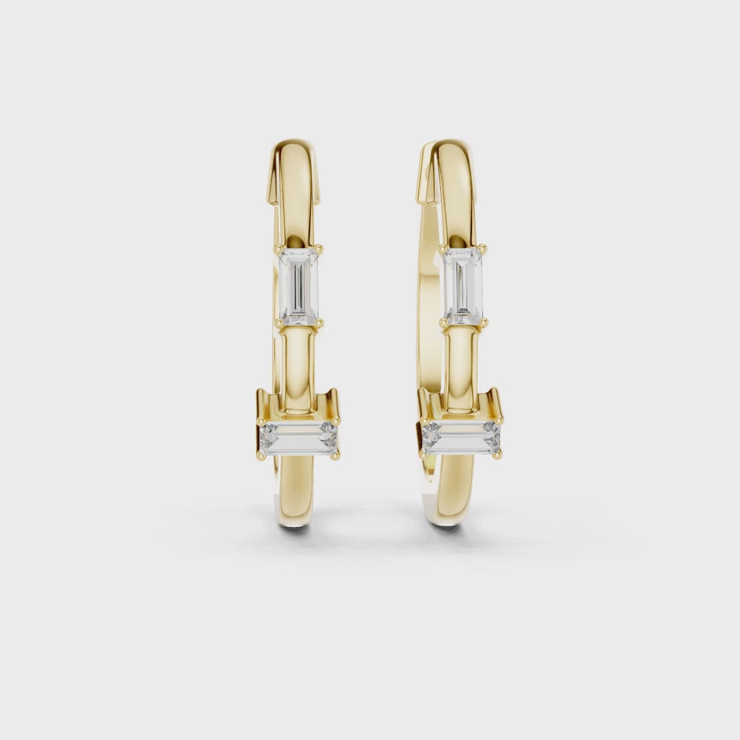 Iris Emerald Diamond Huggie Hoop Earrings