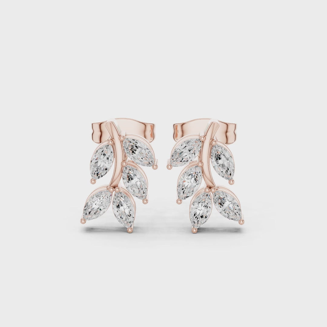 Woodland Sprig Marquise Diamond Earrings