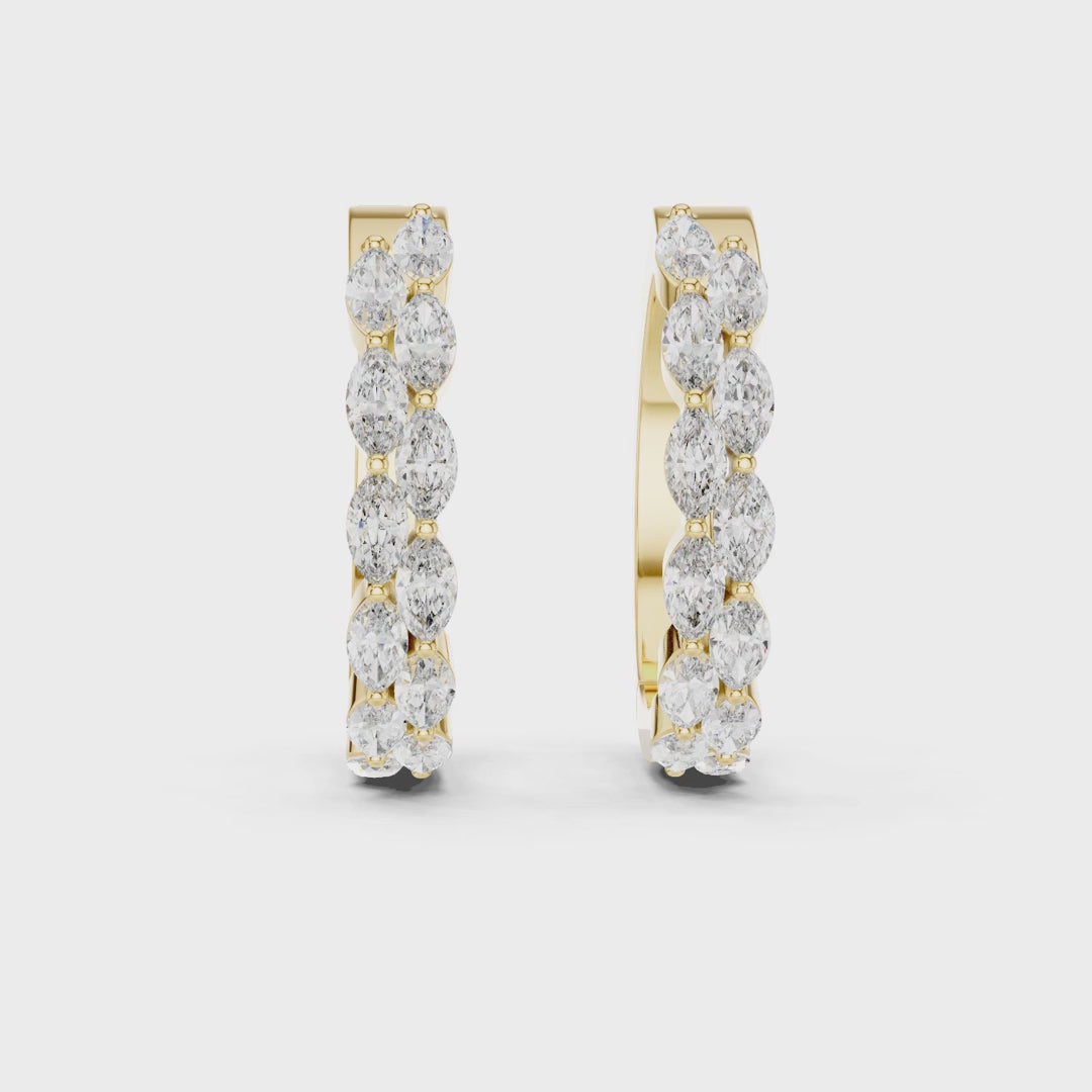 Enchanted Flora Marquise Diamond Hoop Earrings