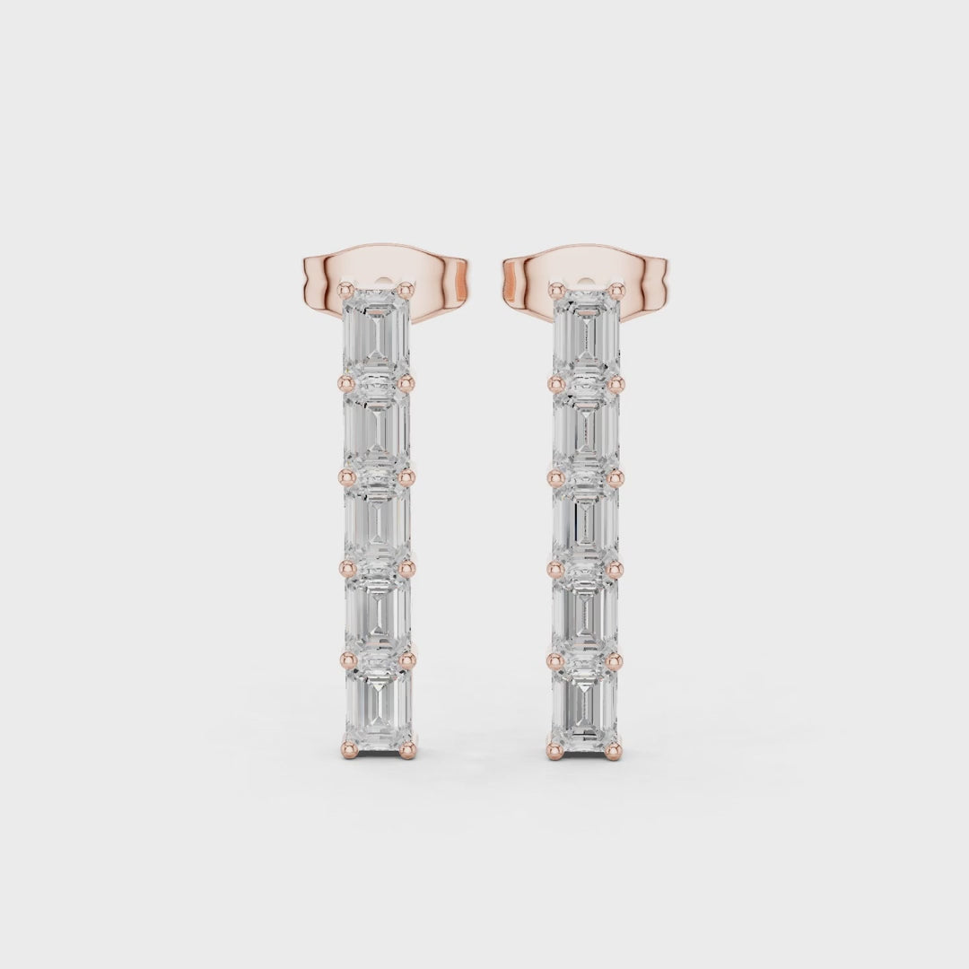 Iris Five-Stone Emerald Diamond Earrings