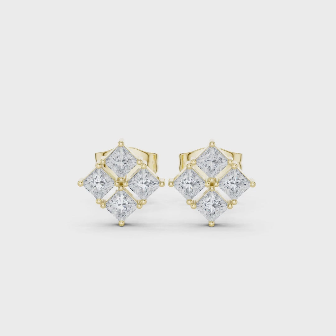 Bloom Cluster Princess Diamond Earrings