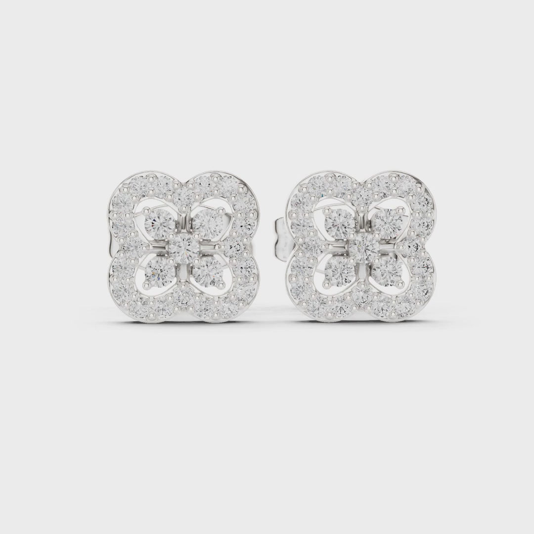 Fleur Tapestry Round Diamond Earrings