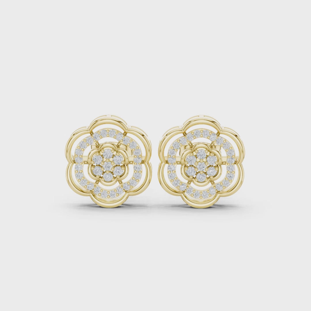 The Ethereal Flora Round Diamond Earrings