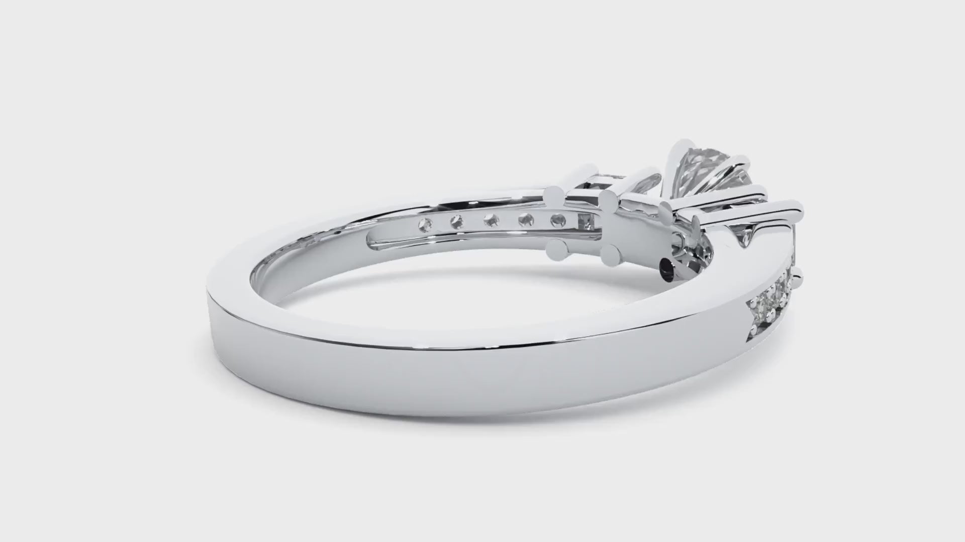 Round & Princess Cut Three Stone Diamond Ring – Solid Yellow Gold