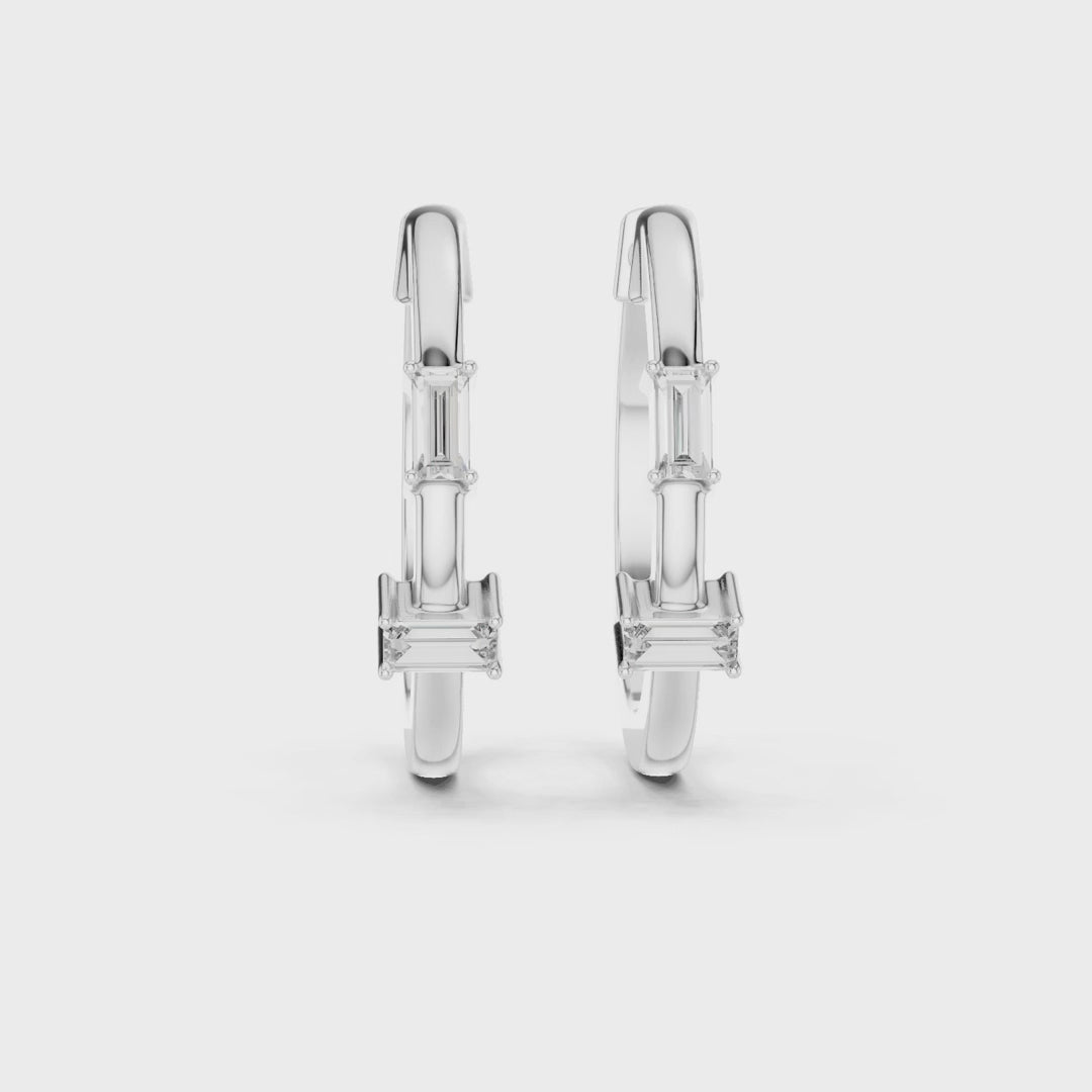 Iris Emerald Diamond Huggie Hoop Earrings
