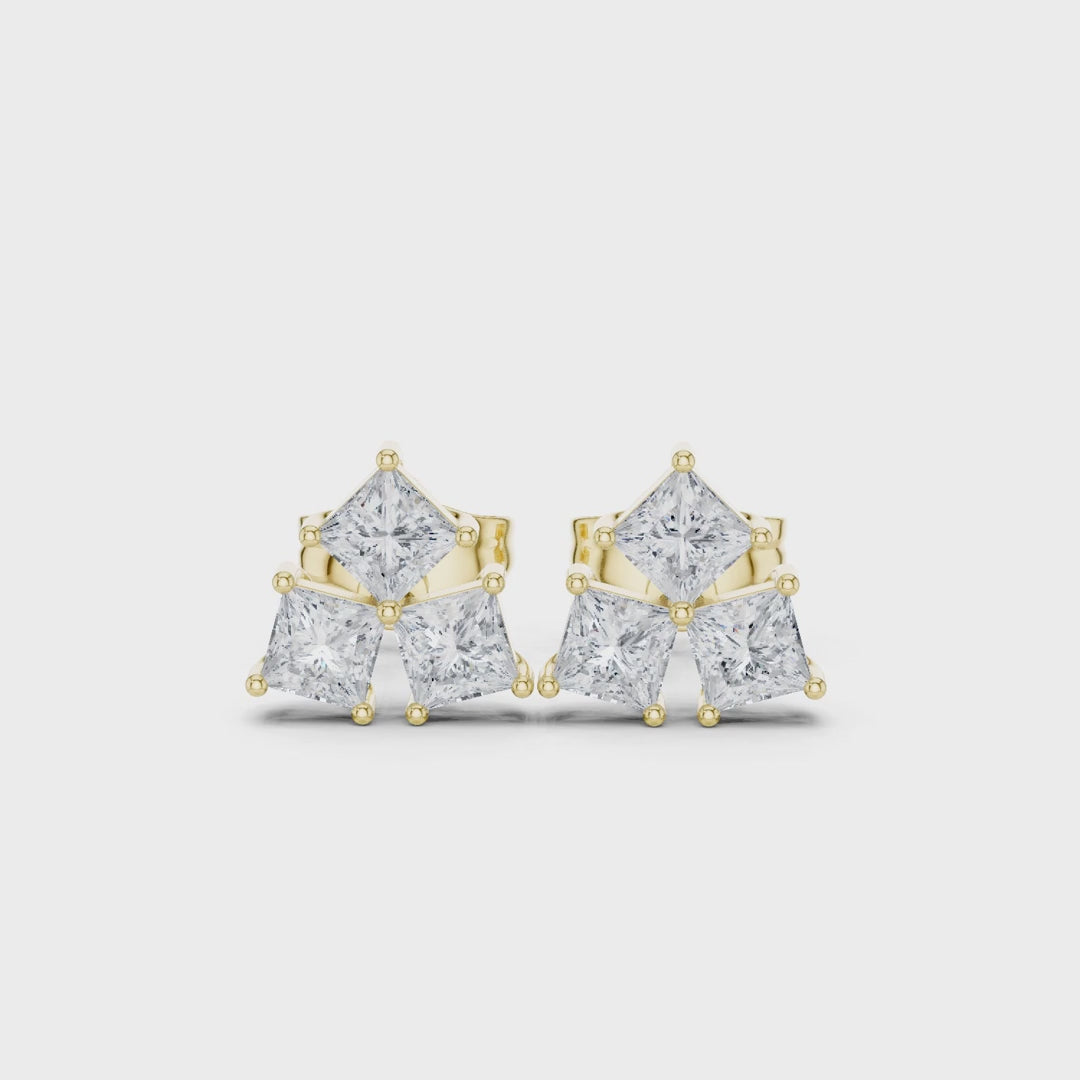 Juno Cluster Princess Diamond Earrings