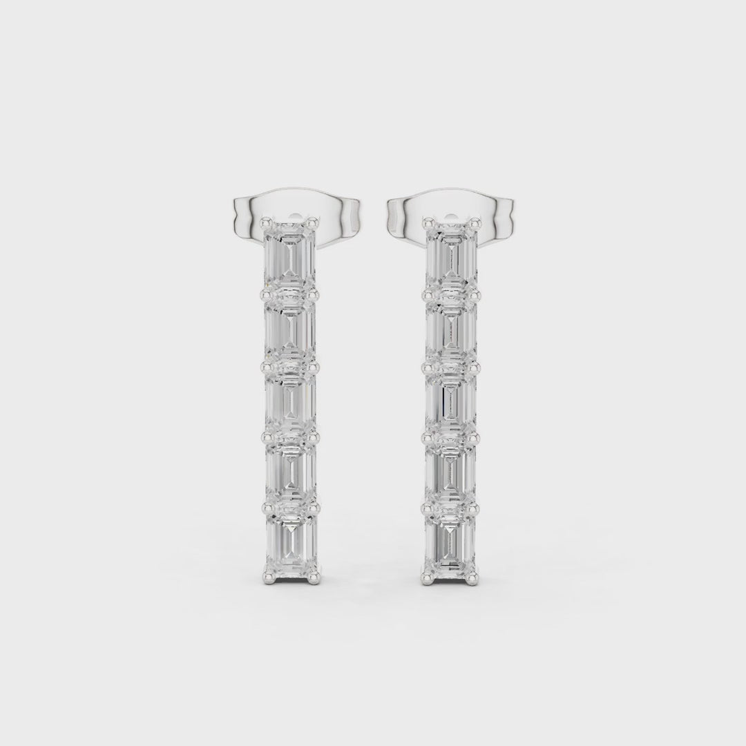 Iris Five-Stone Emerald Diamond Earrings