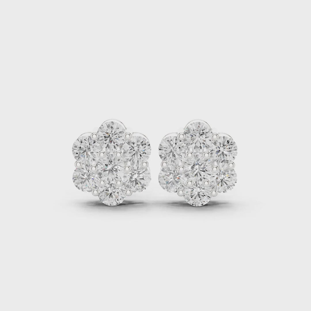 Luminous Round Diamond Daisy Earrings