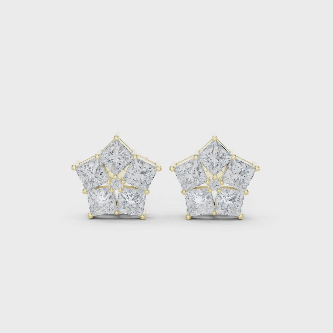 Structured Elegance Princess Diamond Earrings