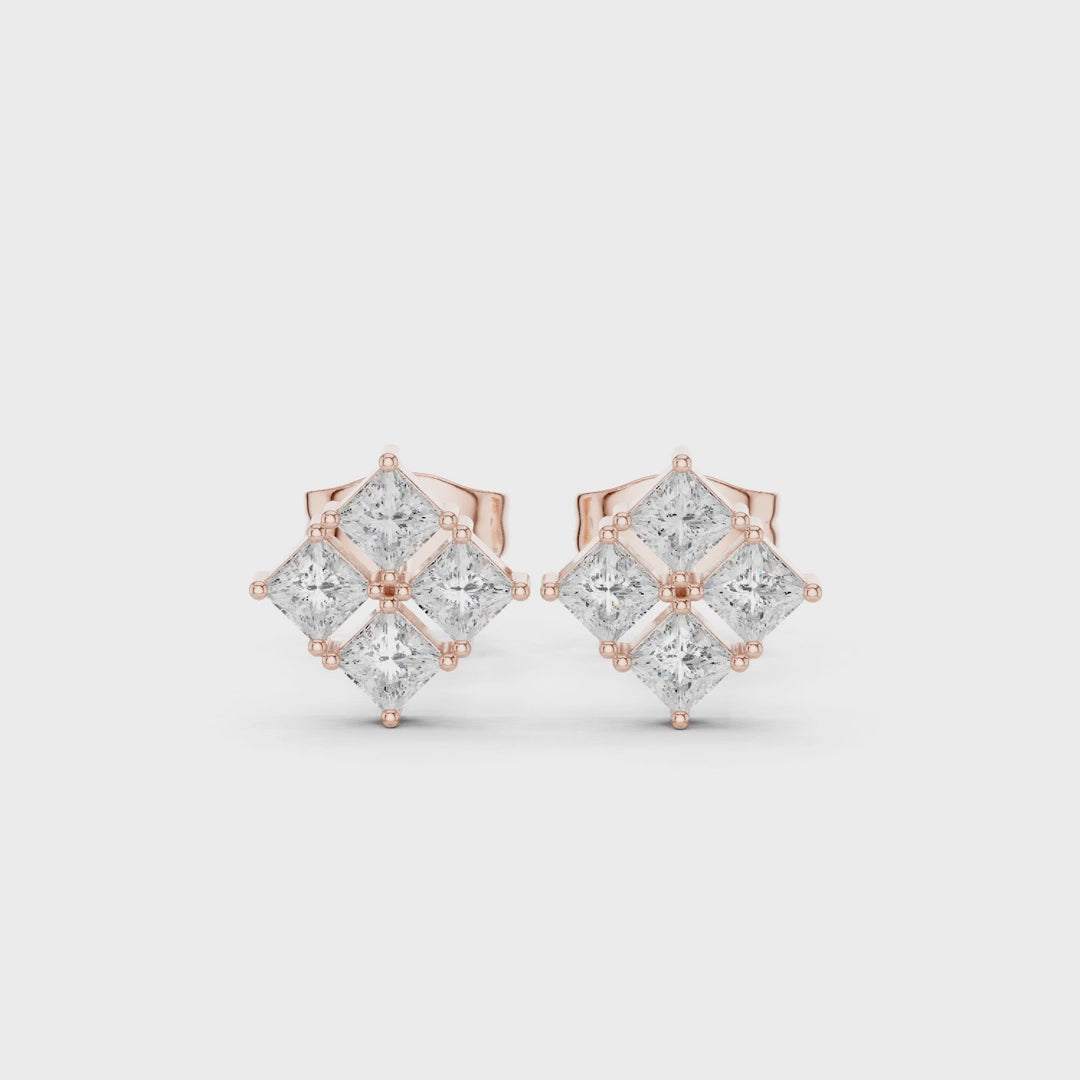 Bloom Cluster Princess Diamond Earrings