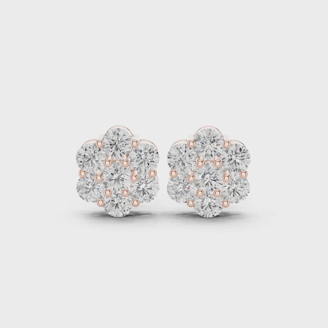 Luminous Round Diamond Daisy Earrings