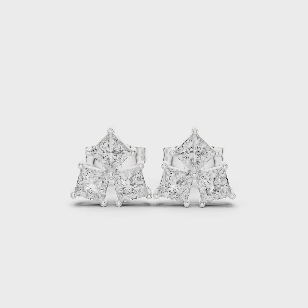 Juno Cluster Princess Diamond Earrings