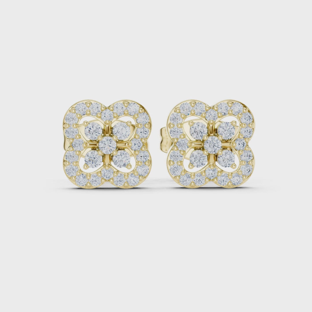 Fleur Tapestry Round Diamond Earrings