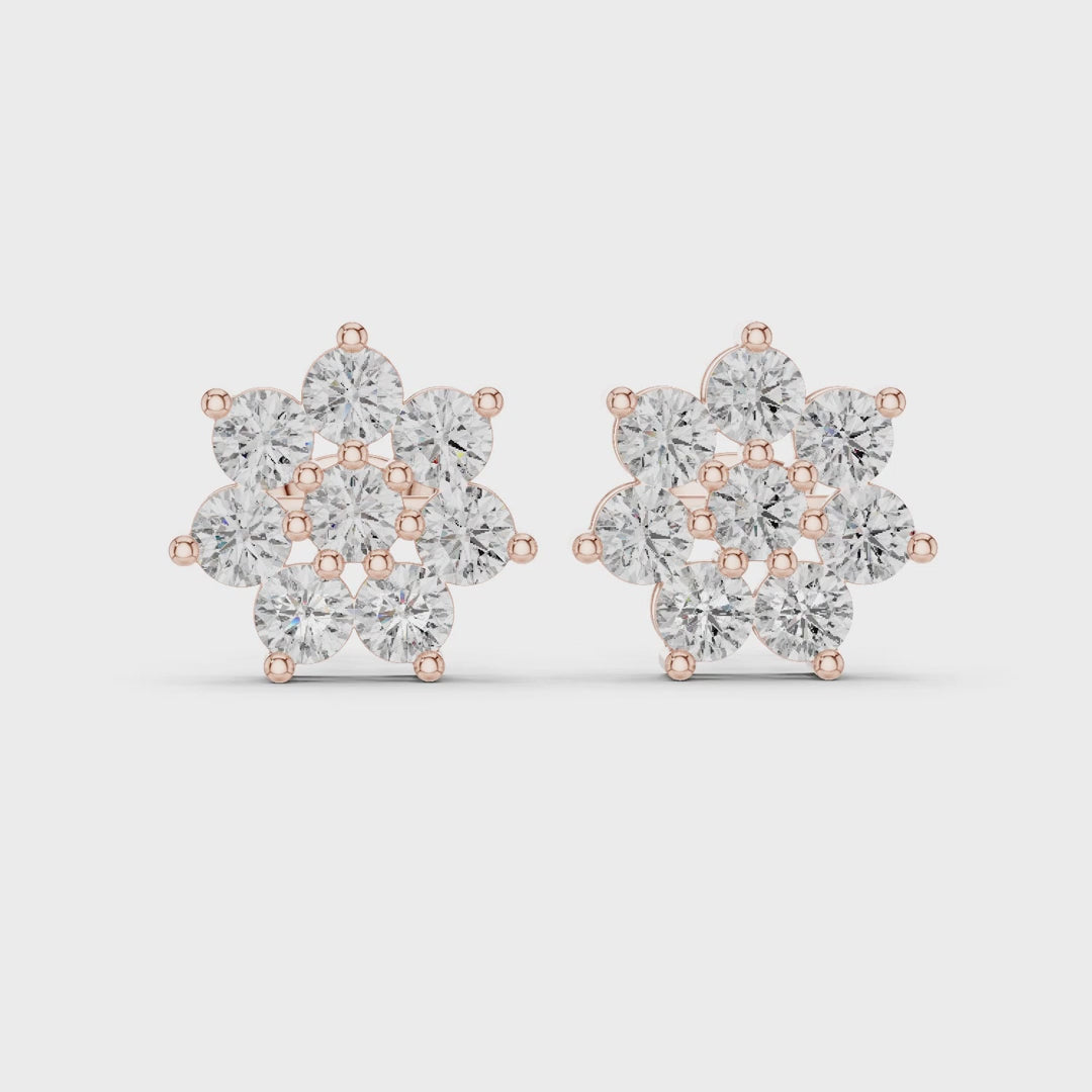 Luminous Blossom Round Diamond Earrings