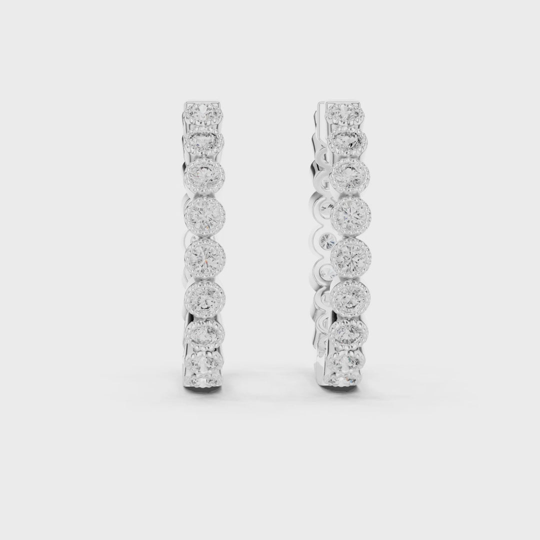 Iris Milgrain Round Diamond Hoop Earrings