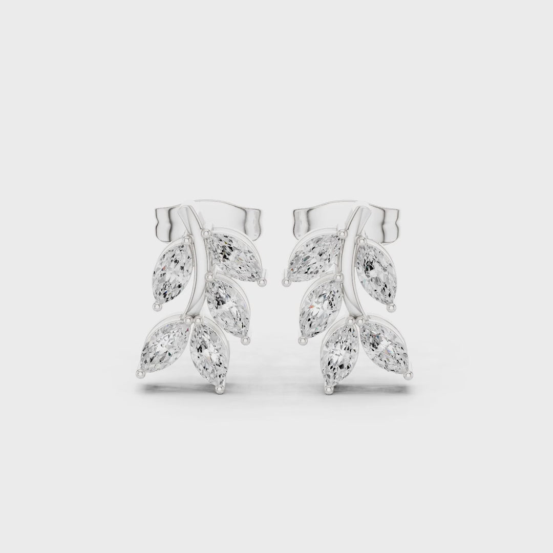 Woodland Sprig Marquise Diamond Earrings